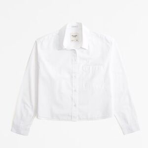 ABERCROMBIE & FITCH white cropped button up shirt